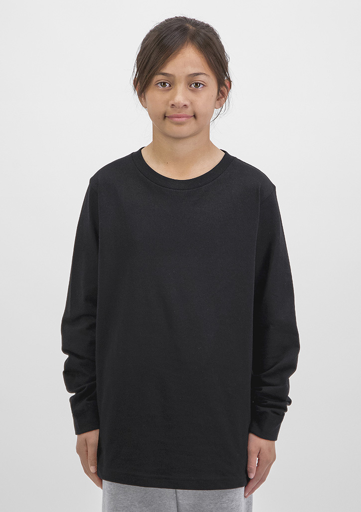 Basis Kids Long Sleeve Tee – T Shirts – Good Mates – available in Black, Grey Marle, White – photo 1 of 10