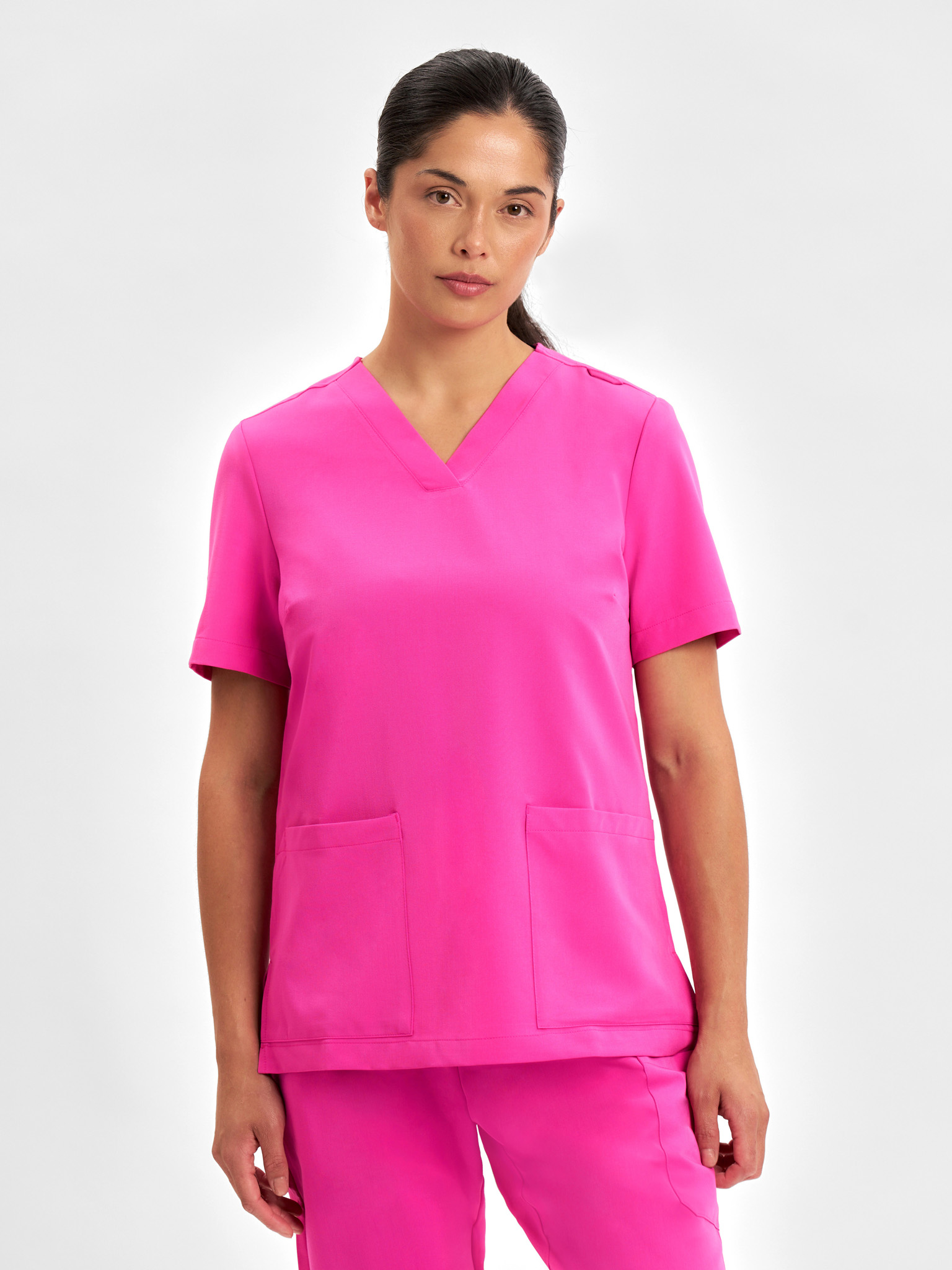 Inaura Womens Pink V-Neck Scrub Top | CST245LS