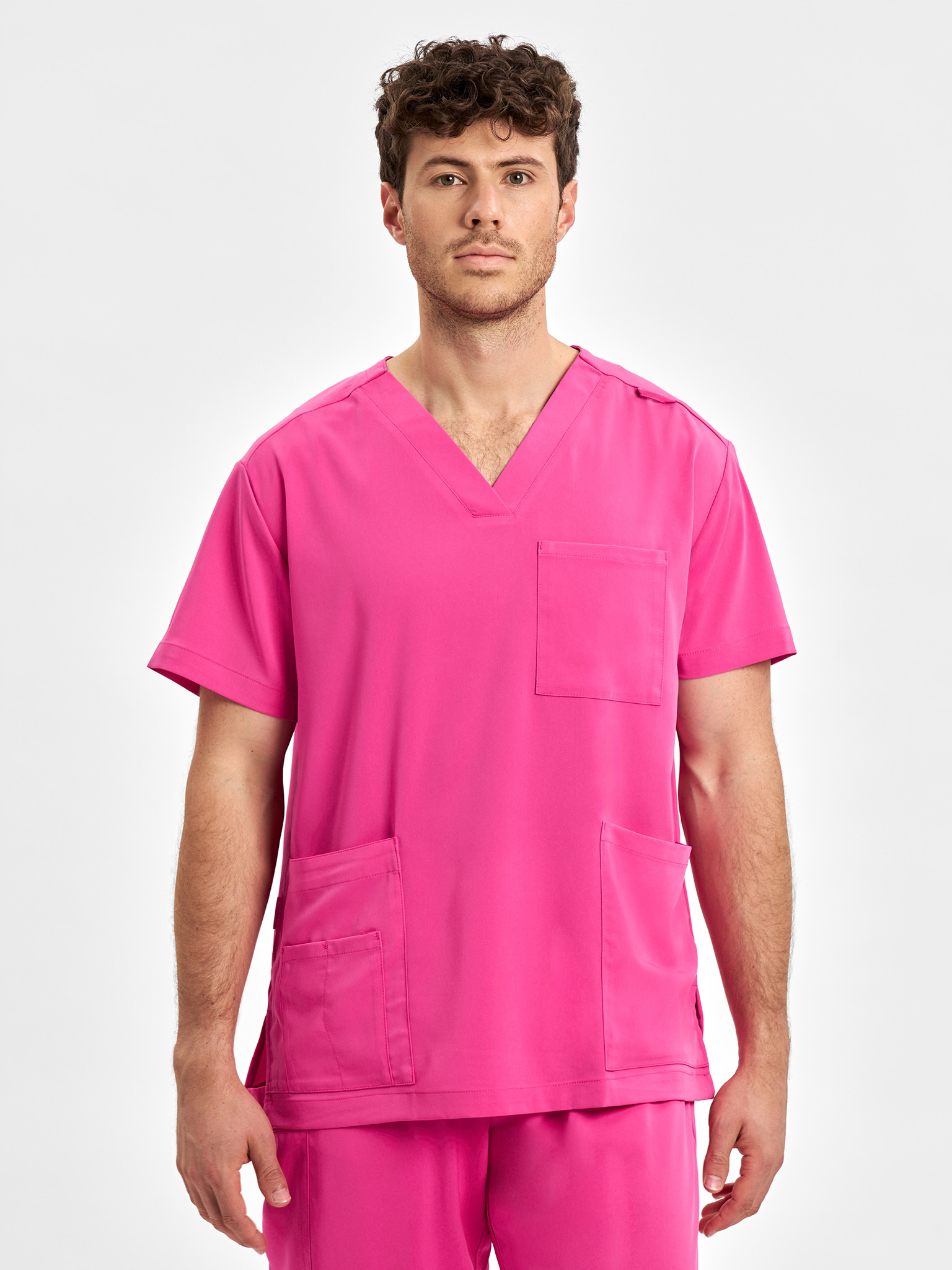 Inaura Pink Unisex V-Neck Scrub Top | CST250US