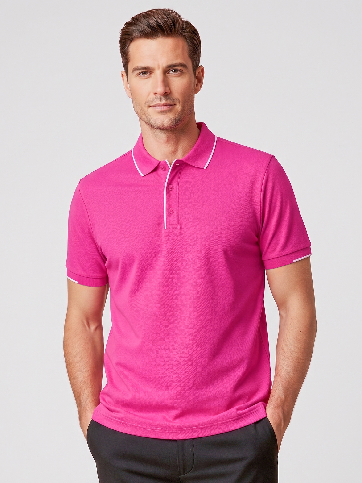 Inaura Mens Pink Short Sleeve Polo | CST313MS