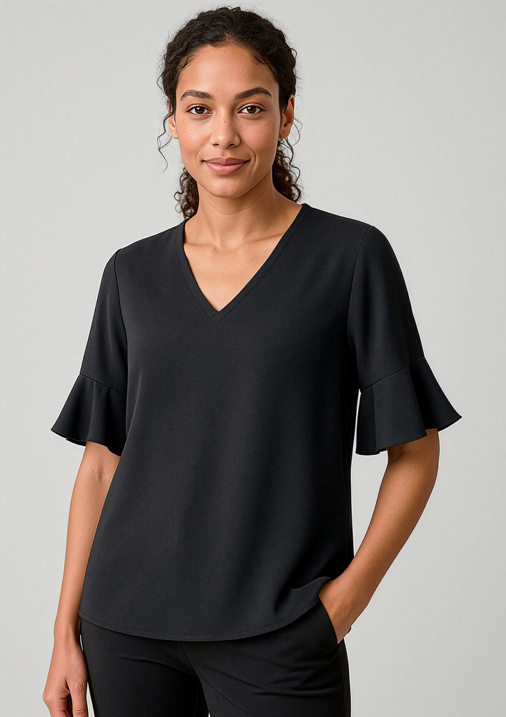 Womens Aria Fluted Sleeve Blouse