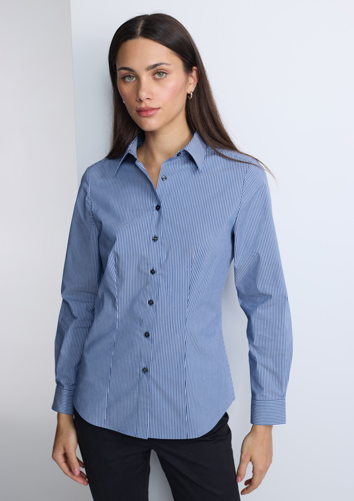Fitzroy Womens Long Sleeve Shirt – T Shirts – Biz Collection – available in Black, French Blue/White Stripe, Navy, Sky and 4 more – photo 1 of 28