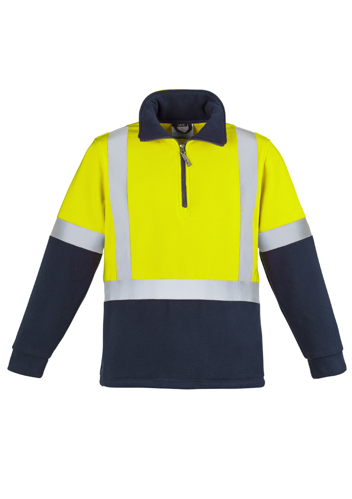 Unisex Hi Vis Polar Fleece Pullover - Shoulder Taped – Roughalls & Overalls – Syzmik – available in Orange/Navy, Yellow/Navy – photo 1 of 5
