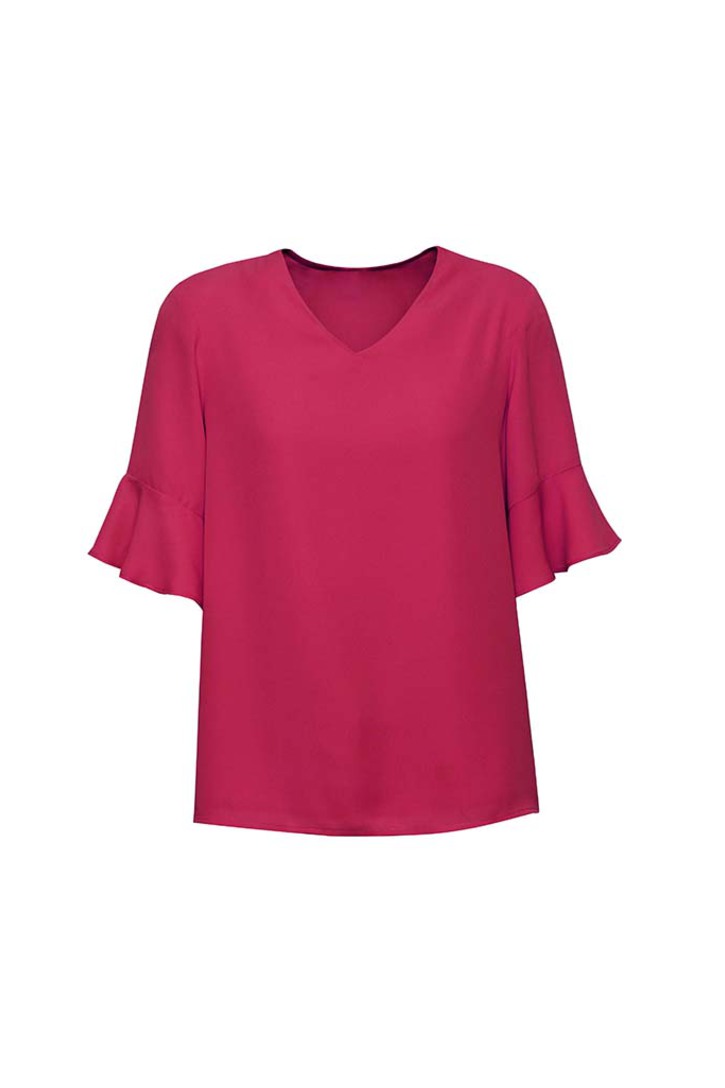 Aria Womens Fluted Sleeve Blouse